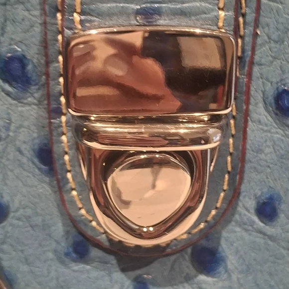 EUC Dooney & Bourke Teal Ostrich Leather 2-Way Medium Top Handle Satchel OS - Picture 4 of 16